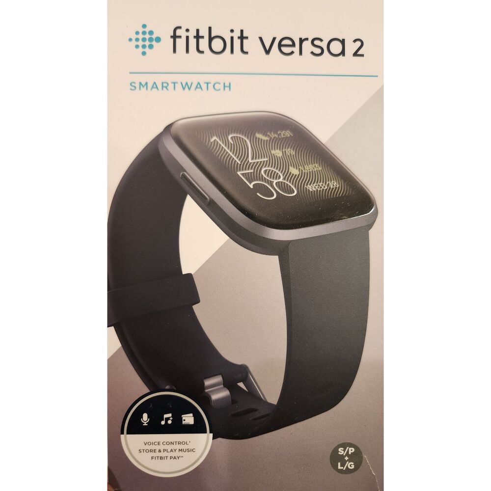 Fitbit Versa 2 Unisex Black Wristband Activity Tracker Smart Watch Size SP LG